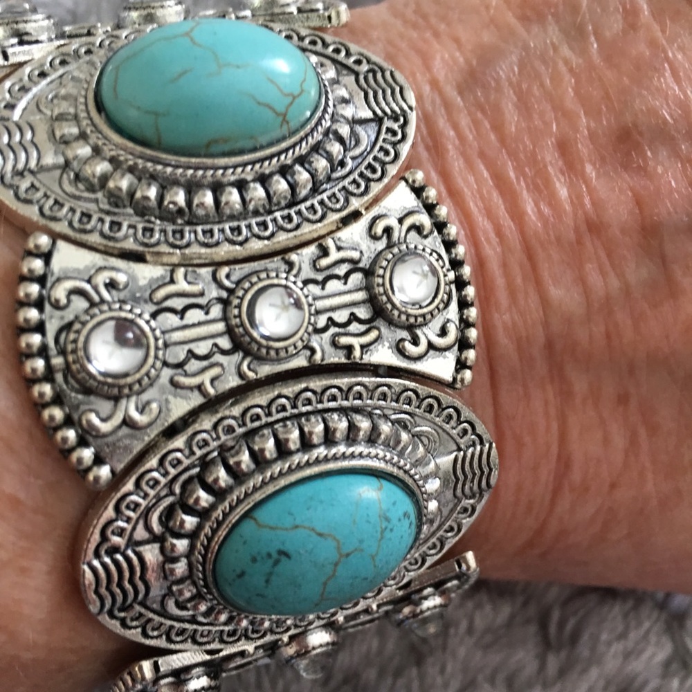 Turquoise Tibet Silver Cuff Bracelet